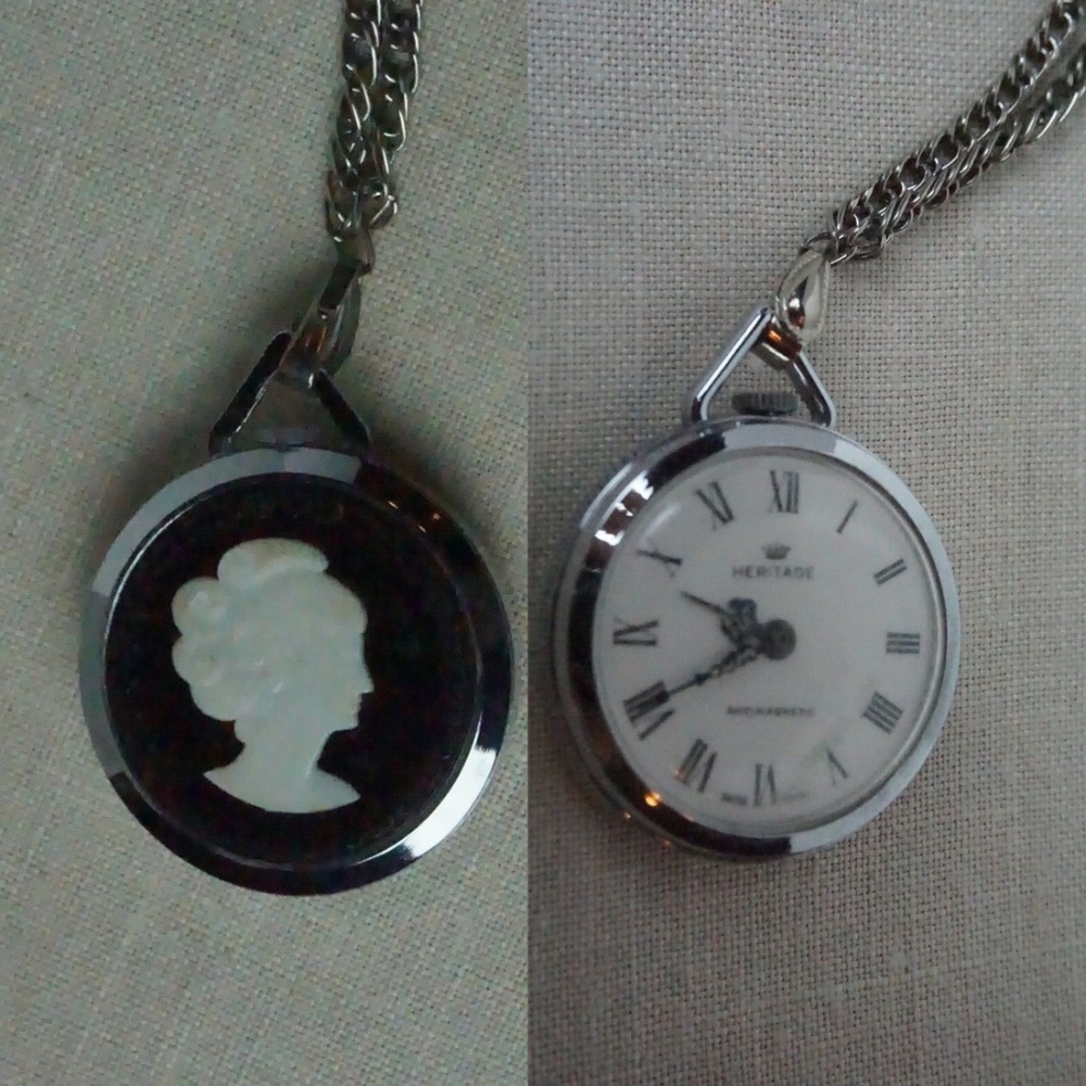 Vintage Swiss Made Pocket Watch & Cameo 003